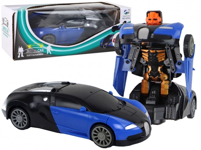 2 v 1 Bugatti Modré světelné efekty Car-Robot