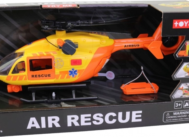 Záchranná helikoptéra se světlem a zvukem, funkční naviják a rotor
