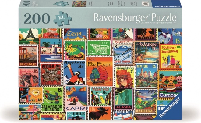 Puzzle známky z různých koutů světa 200 dílků