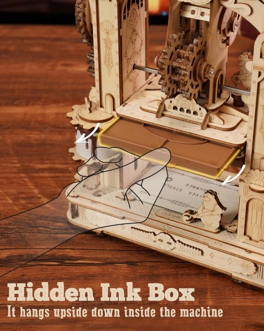 RoboTime 3D dřevěné mechanické puzzle Tiskařský lis