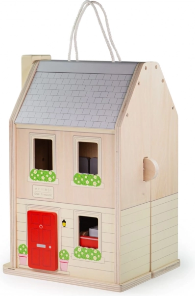 Rozkládací dřevěný domeček s příslušenstvím BIGJIGS TOYS