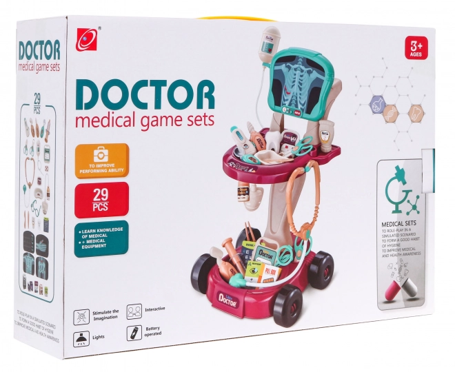 Doktorský vozík s RTG panelem pro děti 3+ s 29 doplňky