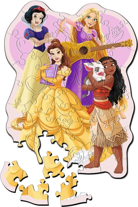 TREFL Dřevěné obrysové puzzle Disney: Krásné princezny 50 dílků