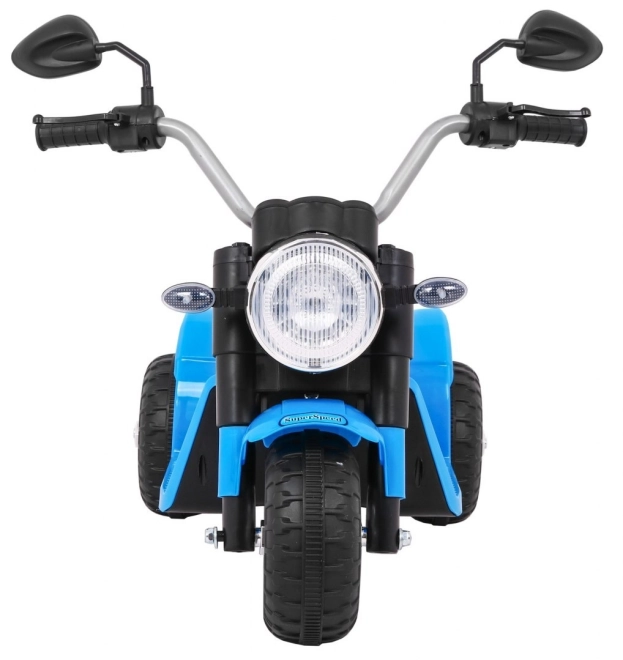 Dětské kolo MiniBike na baterie + zvuky + LED světla + eko kůže – Modré