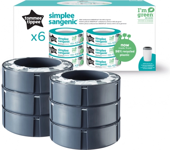 Náhradní kazety do koše na pleny TOMMEE TIPPEE Sangenic Simplee, 6 ks