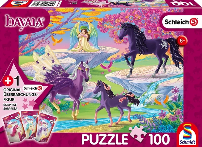 SCHMIDT Puzzle Schleich: Elfí víla s rodinou jednorožců 100 dílků + figurka Schleich