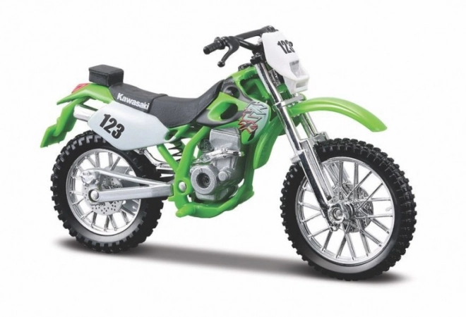Model kovového motocyklu Kawasaki KLX 250SR s podstavcem