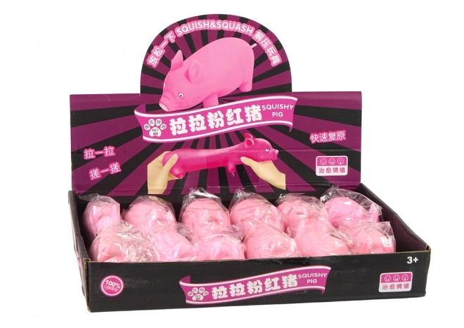 Elastická růžová hračka squishy prase