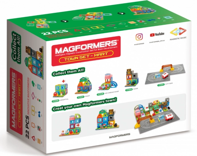 Sada magnetických kostek City - Market 22 kusů