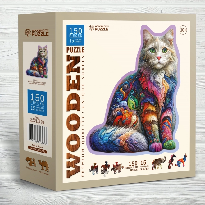 Dřevěné puzzle WOODEN CITY Jemná kočka 150 dílků