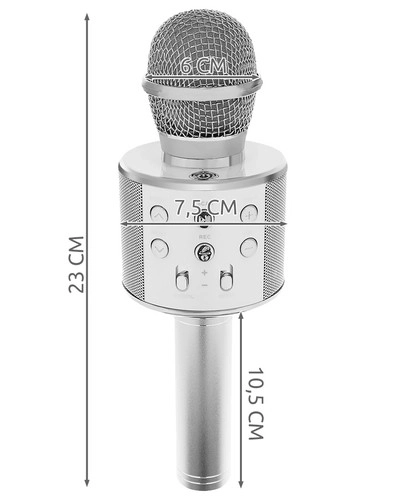 Bezdrátový karaoke mikrofon s reproduktorem – Stříbrná