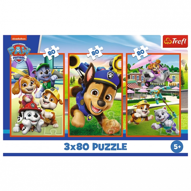 Puzzle 3x80 Psí skupina Tlapková patrola