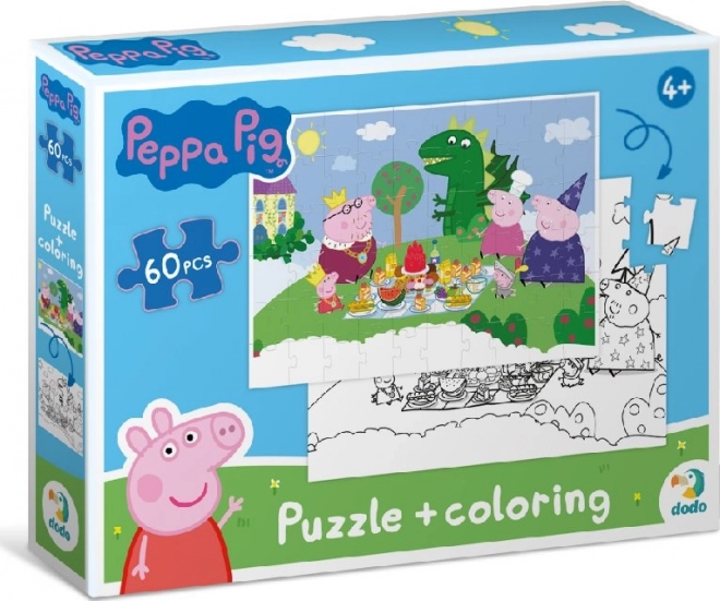 DODO Oboustranné puzzle Prasátko Peppa 60 dílků – Piknik