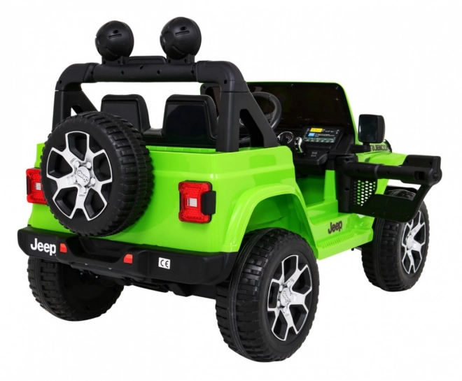 JEEP wrangler rubicon elektrické autíčko pro děti, zelené, 12 V, EVA kola, dálkové ovládání, MP3, LED