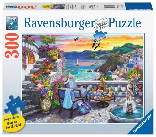Puzzle Ravensburger Západ slunce nad Santorini 300 dílků