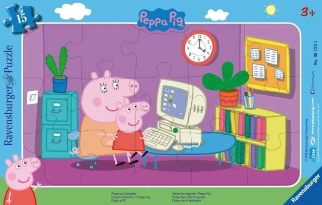 Puzzle 15 dílků V rámečku Prasátko Peppa