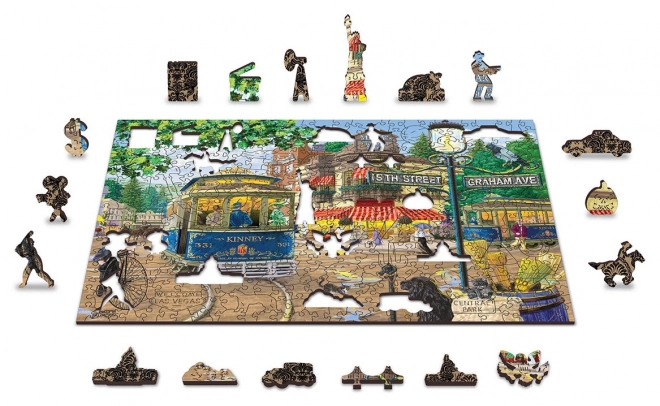 Dřevěné puzzle viktoriánská ulice 2v1
