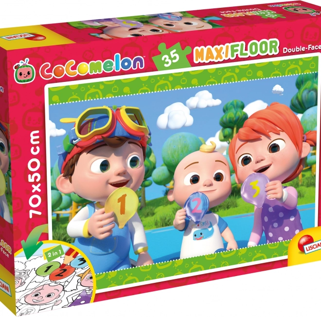Oboustranné maxi puzzle COCOMELON 2v1, 35 dílků, 70 × 50 cm