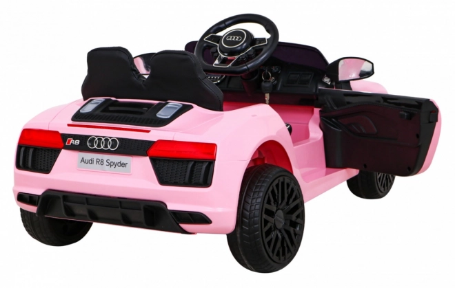 Audi R8 na baterie pro děti Růžová + Dálkové ovládání + EVA + Pomalý start + MP3 LED