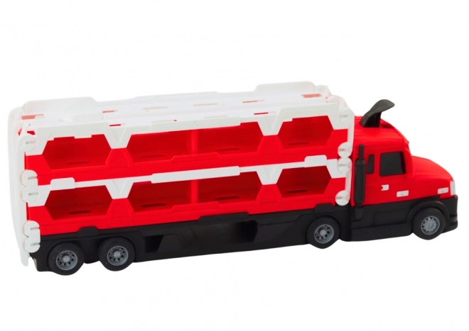 Lora Lorry 2v1 Závodní dráha Světla Zvuky Zvuky Značky Auta Červená