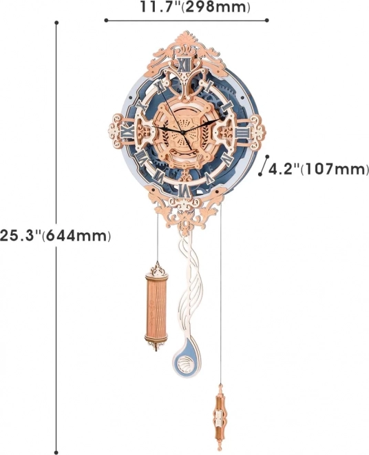 RoboTime 3D dřevěné mechanické puzzle - Nástěnné hodiny