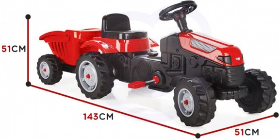 Traktor na pedály Farmer GoTrac Maxi s přívěsem Tichá kola