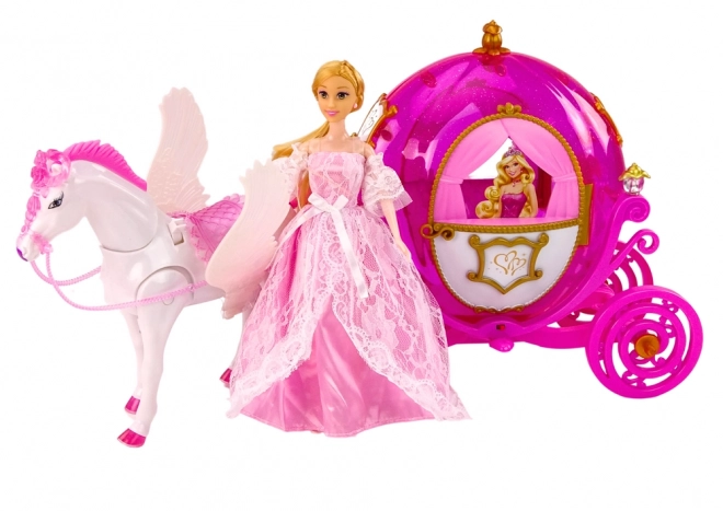 Čarovný set s koňskou karosou a princeznou