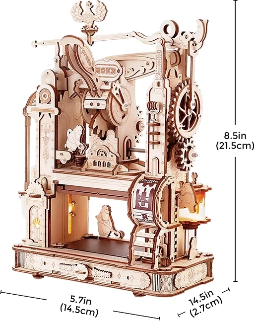 RoboTime 3D dřevěné mechanické puzzle Tiskařský lis