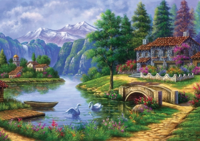 ART PUZZLE Puzzle Vesnice u jezera 1500 dílků