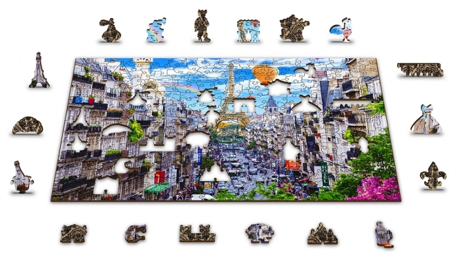 Dřevěné puzzle rušná paříž 2v1