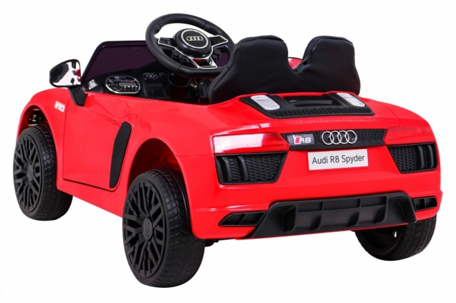 Audi R8 na baterie pro děti Červená + Dálkové ovládání + EVA + Pomalý start + MP3 LED
