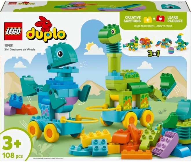 Stavebnice LEGO DUPLO 3 v 1: Dinosauři na Kolečkách