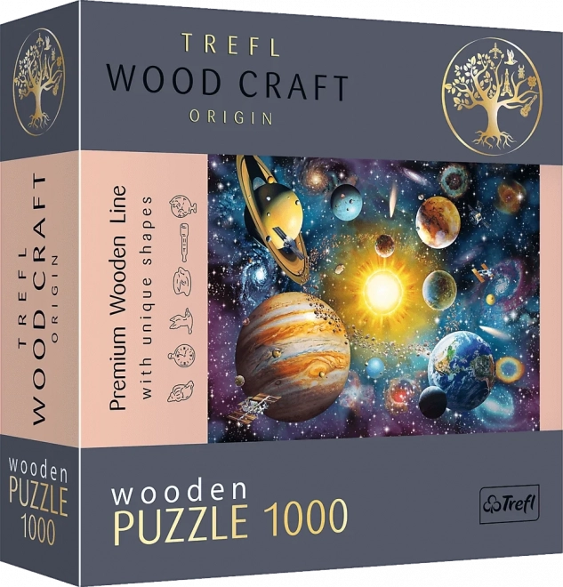 TREFL Wood Craft Origin puzzle Cesta sluneční soustavou 1000 dílků