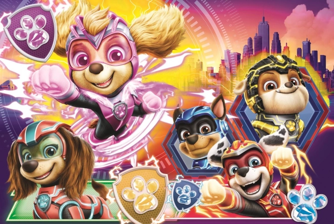Puzzle Seznamte se s mocnými štěňaty Paw Patrol/Tlapková patrola 100 dílků 41x27,5cm v krab. 29x19cm
