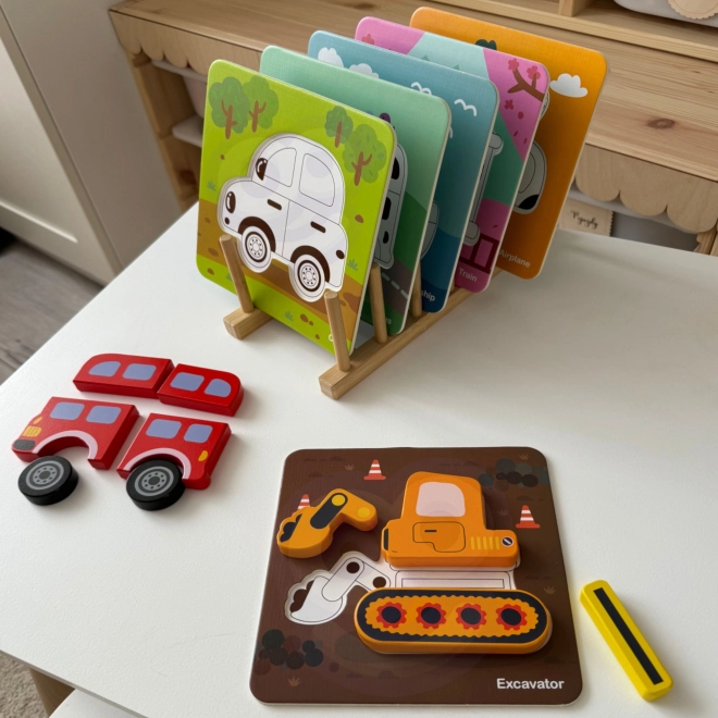 Woopie dřevěné puzzle vozidla Montessori FSC