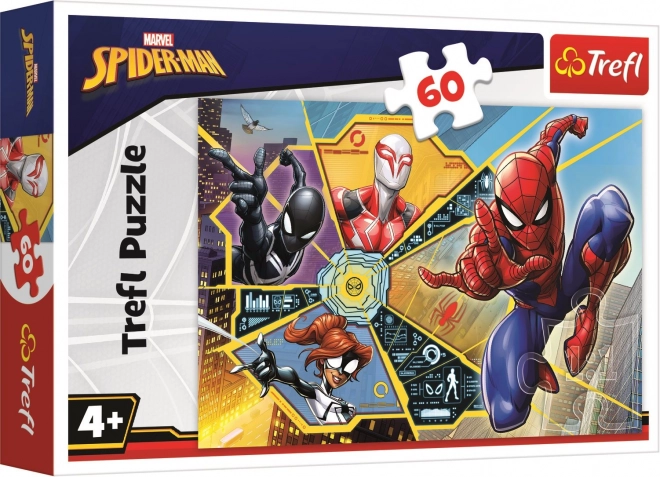 Puzzle Spiderman na síti 60 dílků