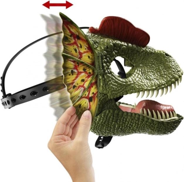 Dilophosaurus maska Jurský svět se zvuky a vodním efektem