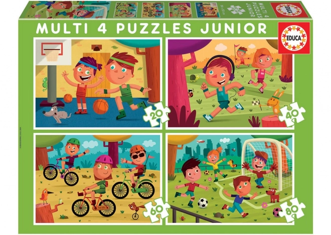 EDUCA Puzzle Sporty 4v1 (20,40,60,80 dílků)