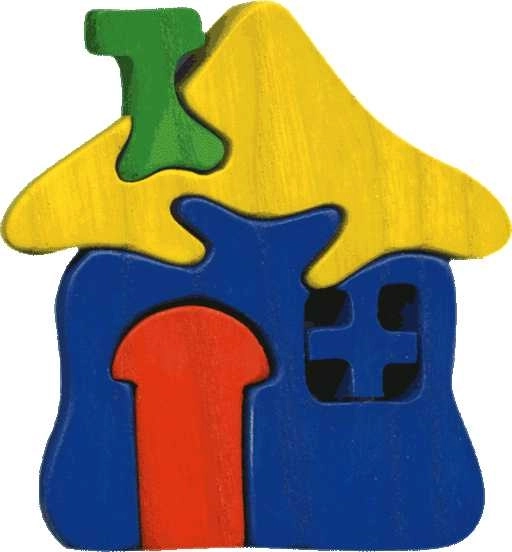 Fauna dřevěné vkládací puzzle malý domeček