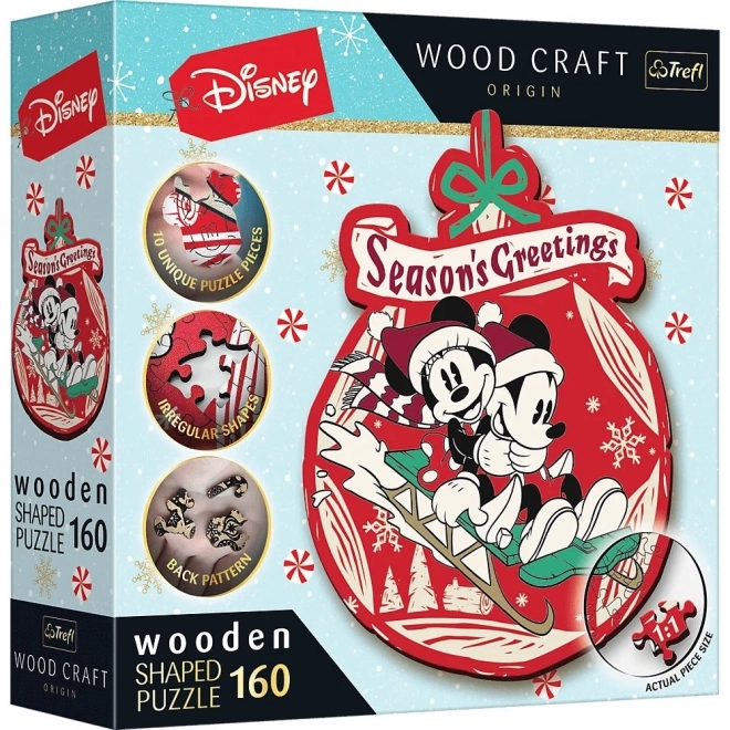 Dřevěné puzzle vánoční dobrodružství MICKEY a MINNIE 160 dílků