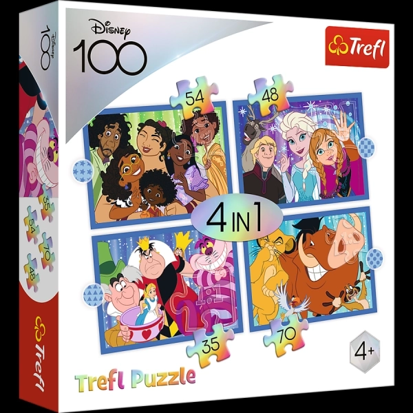 TREFL Puzzle Disney 100 let: Disneyho veselý svět 4v1 (35,48,54,70 dílků)