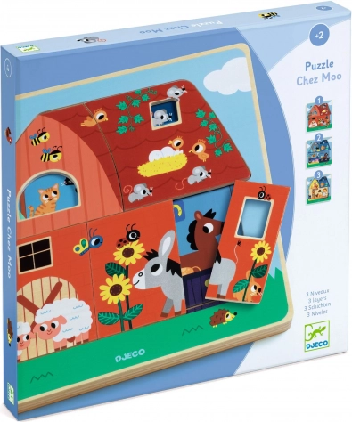 Třívrstvé dřevěné puzzle Statek