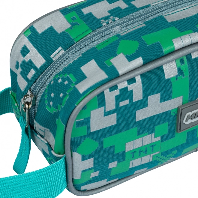 Minecraft penál Turquoise a Zelený Pixelový Vzor