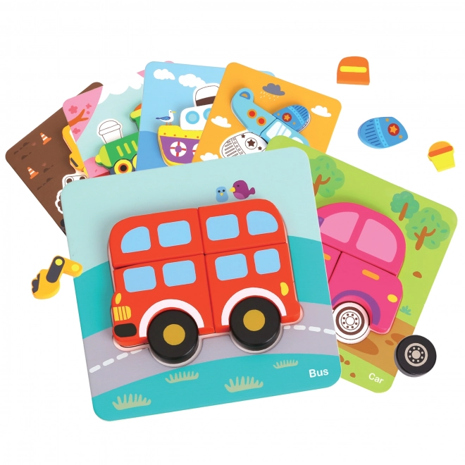 Woopie dřevěné puzzle vozidla Montessori FSC