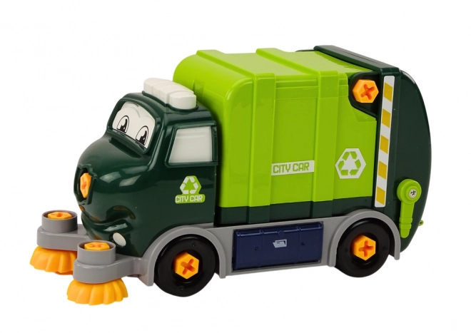 Kreslený popelářský vůz pro kroucení pohybující se DIY zelená