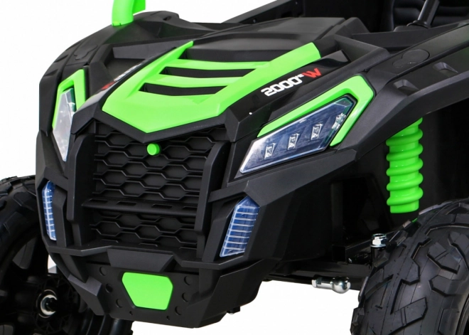 Silná závodní čtyřkolka buggy pro 2 děti Zelená + Střídavý motor + Nafukovací kola + LED audio