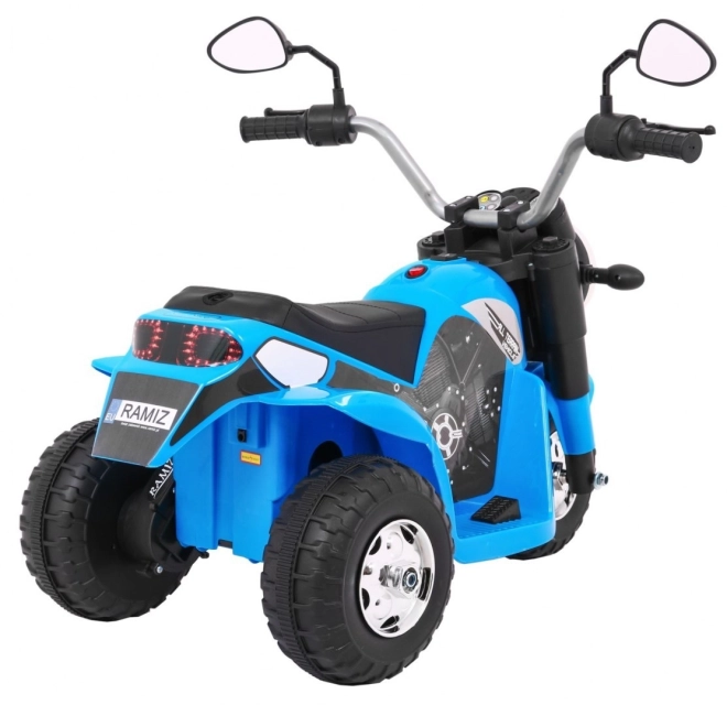 Dětské kolo MiniBike na baterie + zvuky + LED světla + eko kůže – Modré