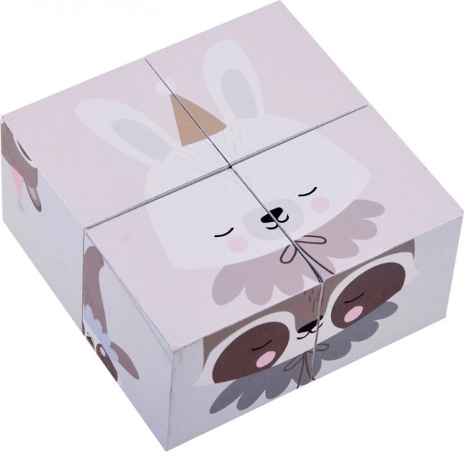 Dřevěné puzzle kostky se zvířátky