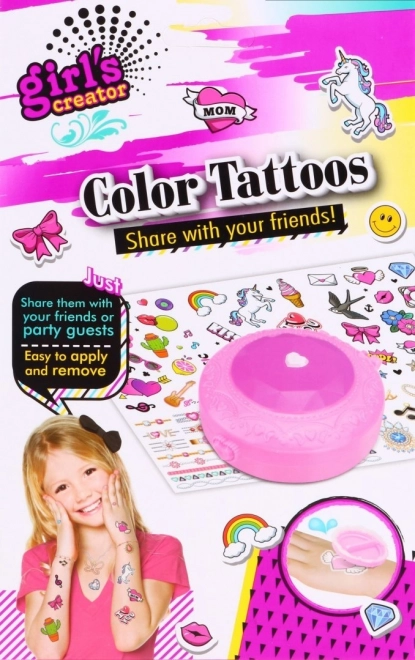 Sada smývatelných tetování pro děti 3+ Barevné vzory a doplňky