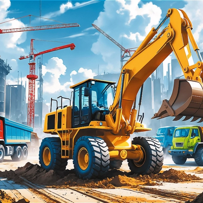 Puzzle Traktor s rypadlonakladačem 60 dílků